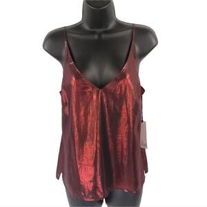L'agence Foiled Shimmer Tank Top Holiday Red